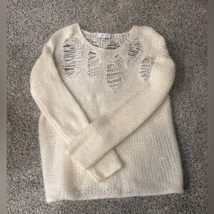 John + Jenn Distressed Cream Sweater